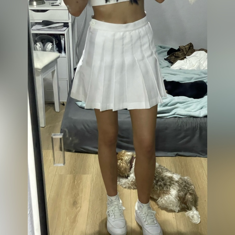 White Pleated Mini Skirt
